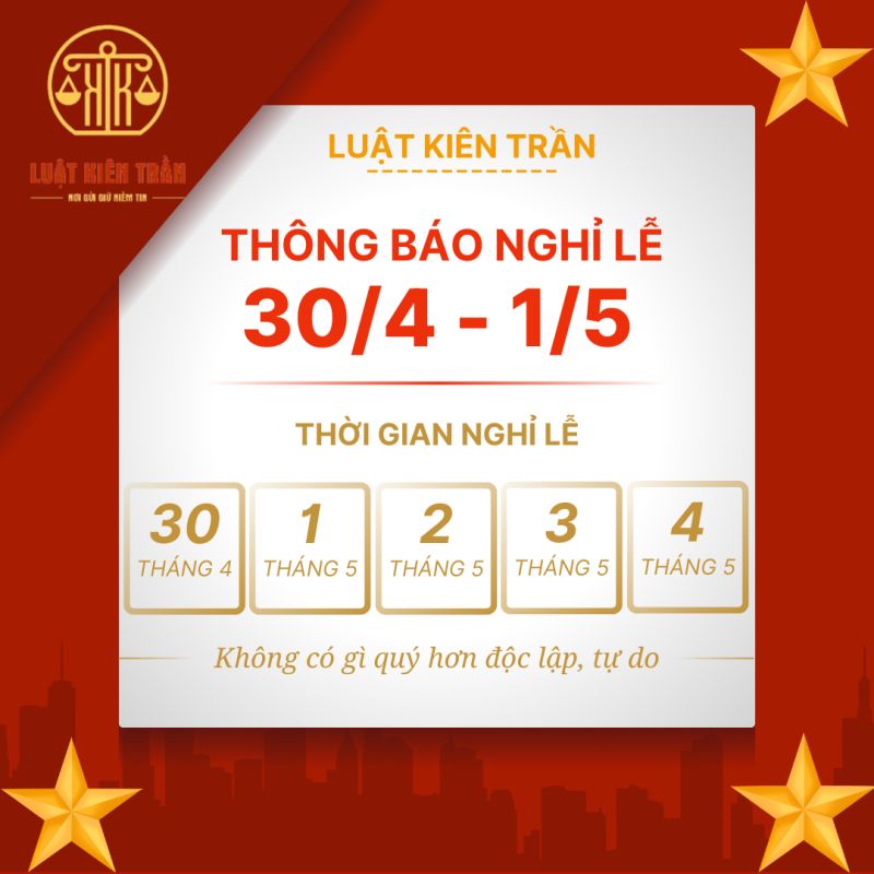 Thông báo nghỉ lễ 30/4-1/5